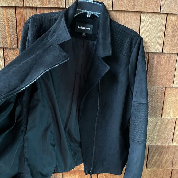 Never Worn Betabrand Bold Black Vegan Suede Moto Jacket in Women's Size XXL - Picture 7 of 11